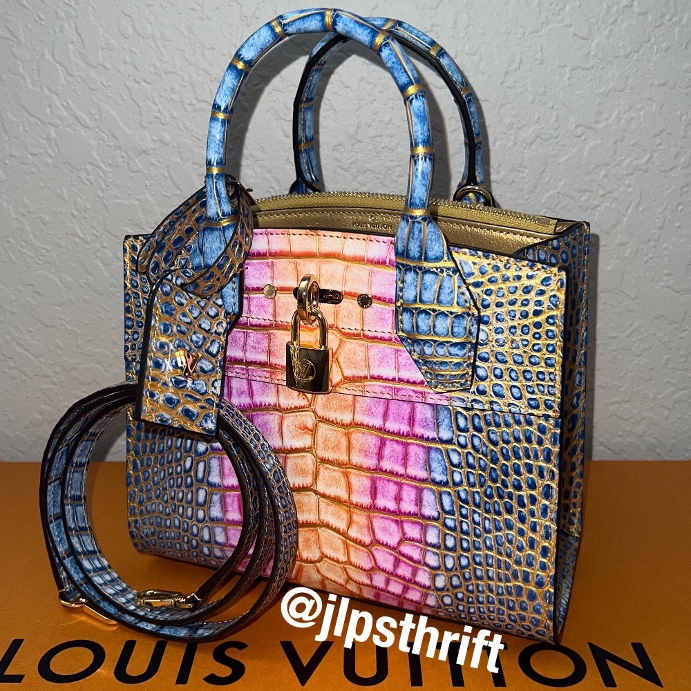Louis Vuitton City Steamer Mini Rainbow Crocodile Alligator Exotic Purse N81283